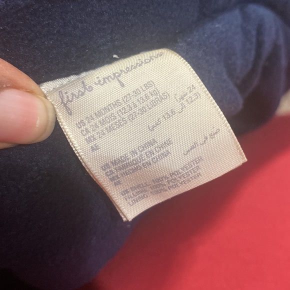 First impressions, fleece line outerwear, onesie with detachable feet sz 24M - Picture 5 of 6